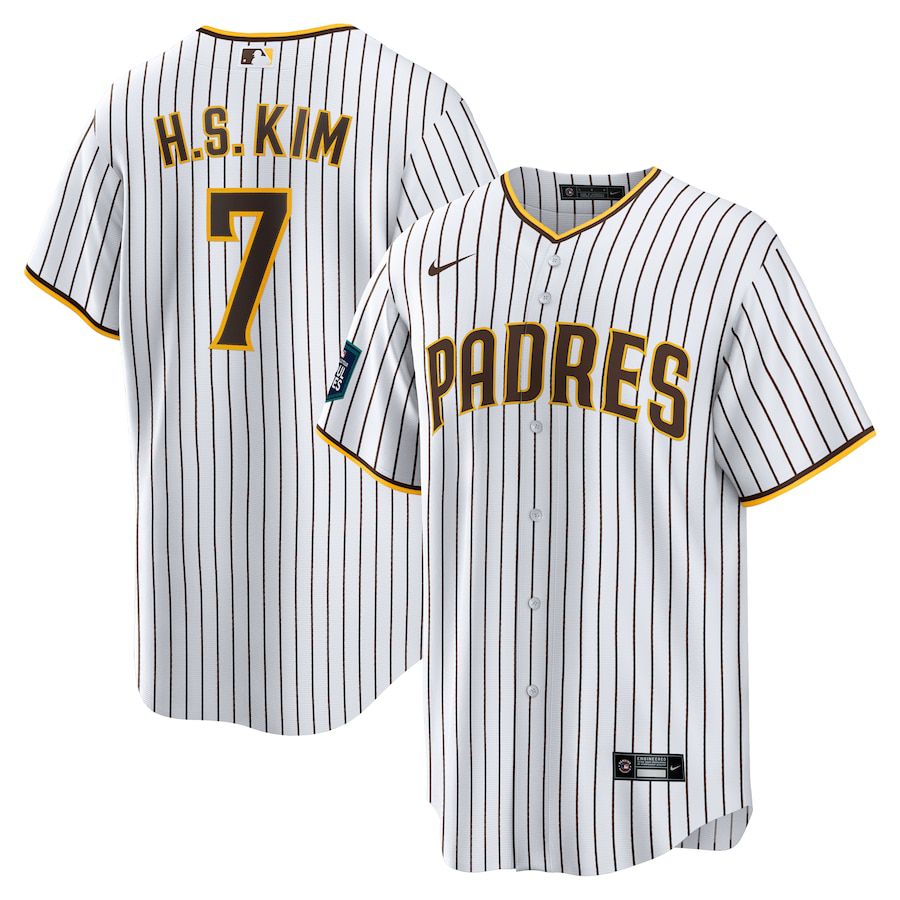 Men San Diego Padres 7 Ha-Seong Kim Nike White 2024 MLB World Tour Seoul Series Home Replica Player Jersey